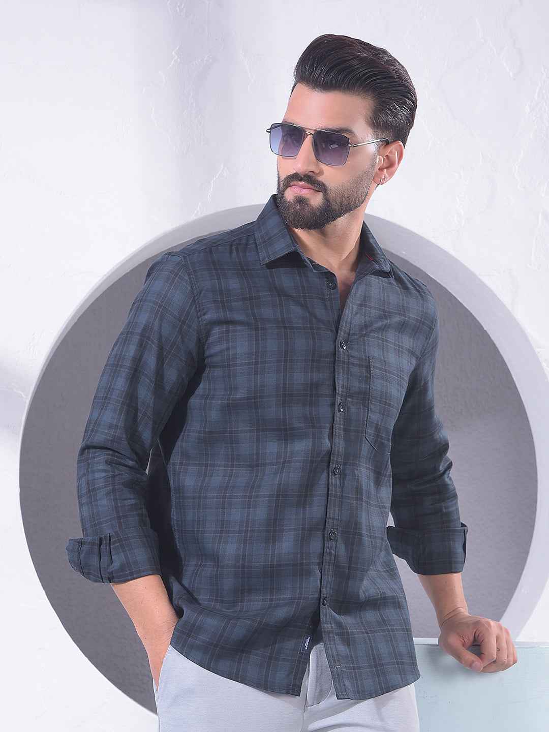 Green Checked 100% Cotton Shirt