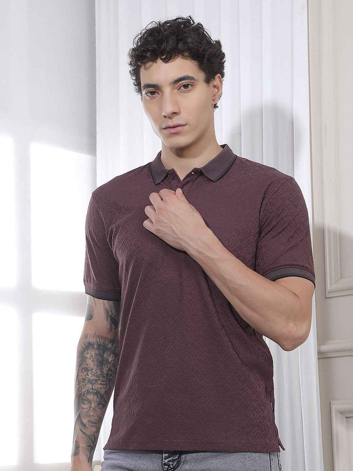 Wine Jacquard Polo T-Shirt