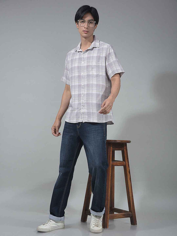 Purple Checked Linen Shirt