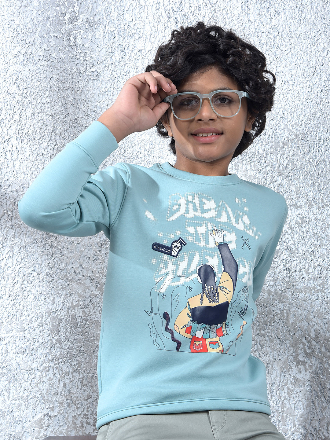 Blue Graphic Print Sweatshirt