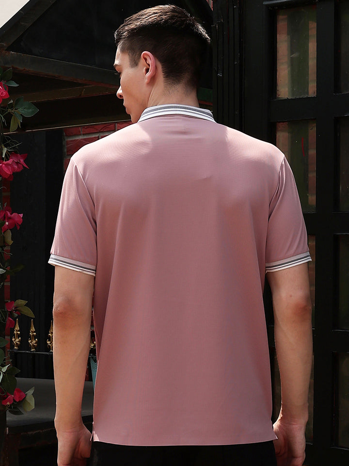 Pink Polo Neck T-Shirt