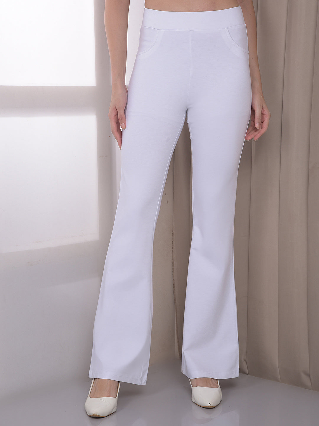 White Bootcut Treggings