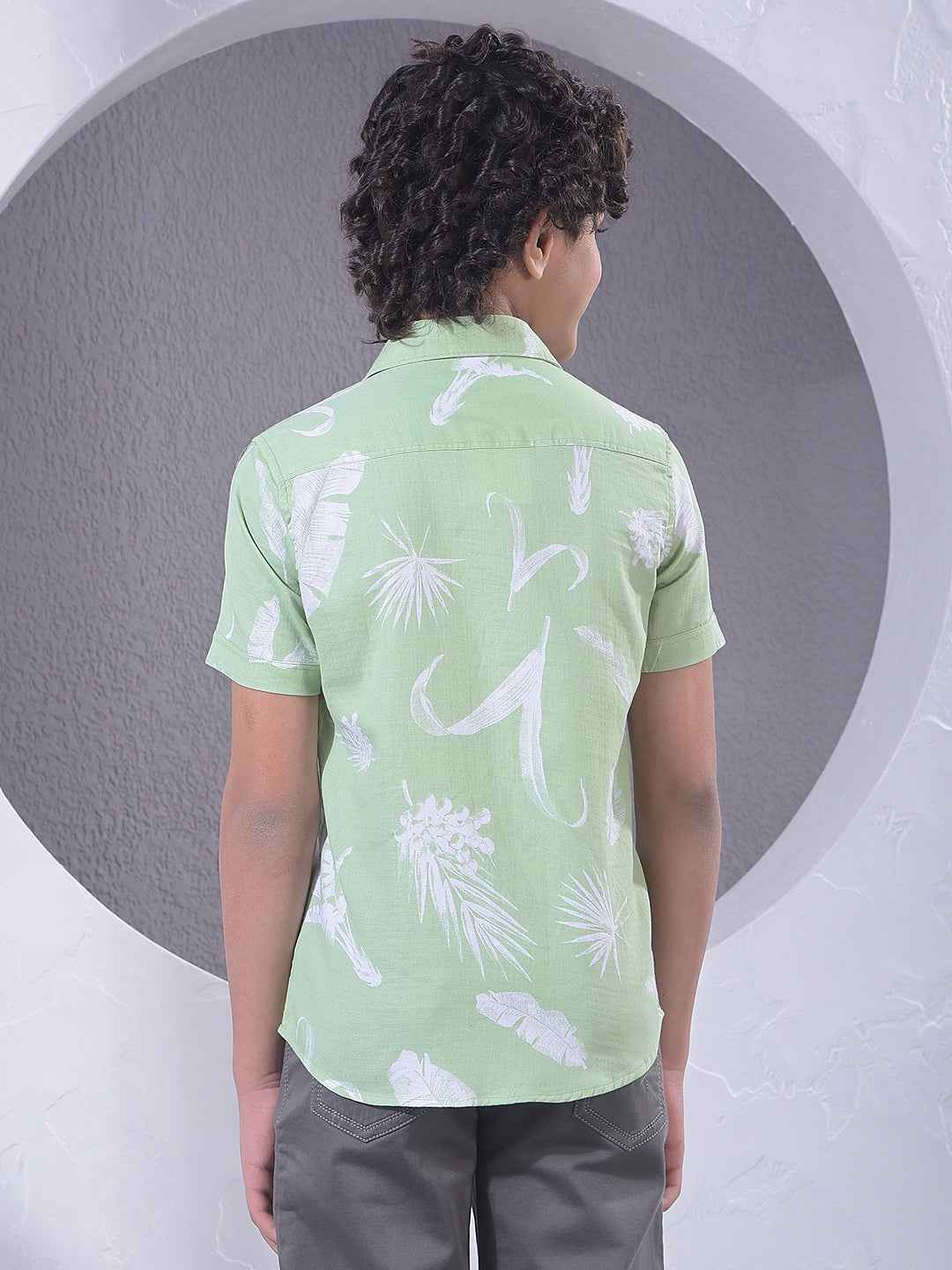 Green Floral Print 100% Cotton Shirt