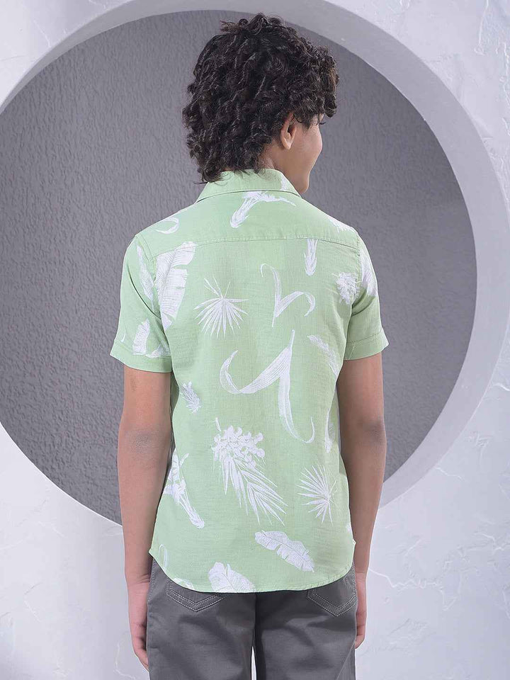Green Floral Print 100% Cotton Shirt
