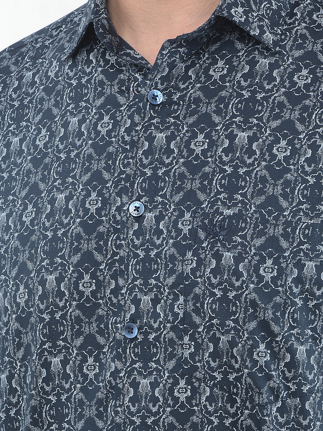 Raven Noir Black Printed Modal Shirt