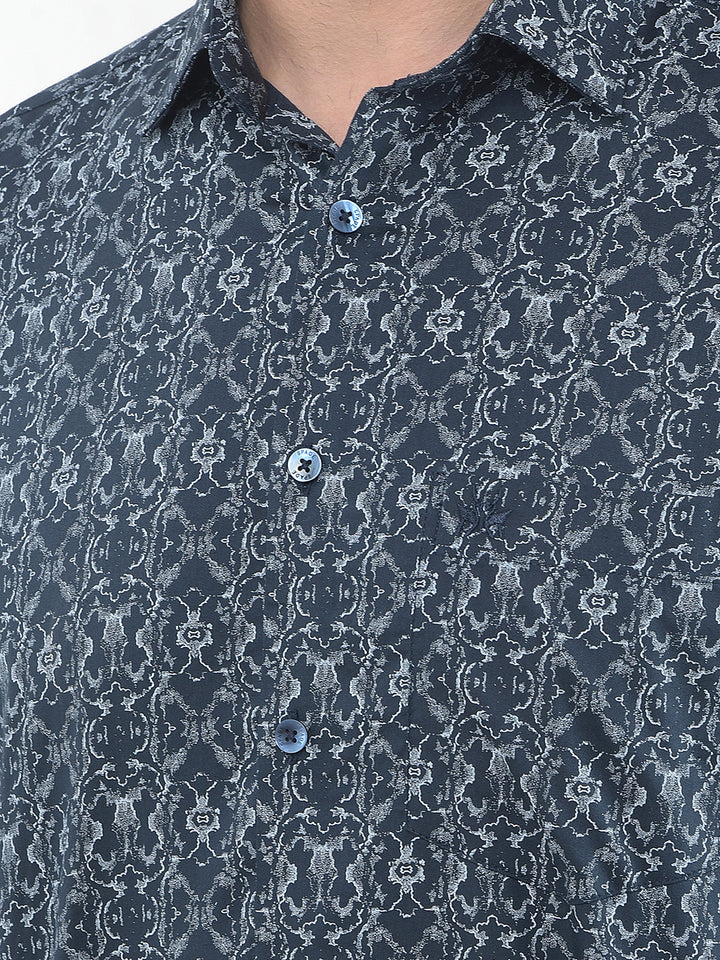 Raven Noir Black Printed Modal Shirt
