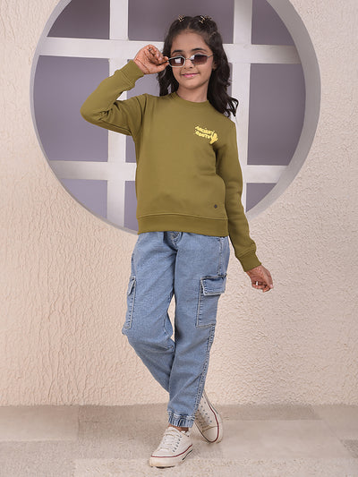 Pastel Pop Relaxed Olive Sweatshirt