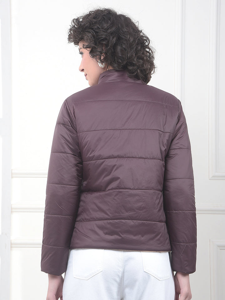 Wine High Neck Puffer Jacket