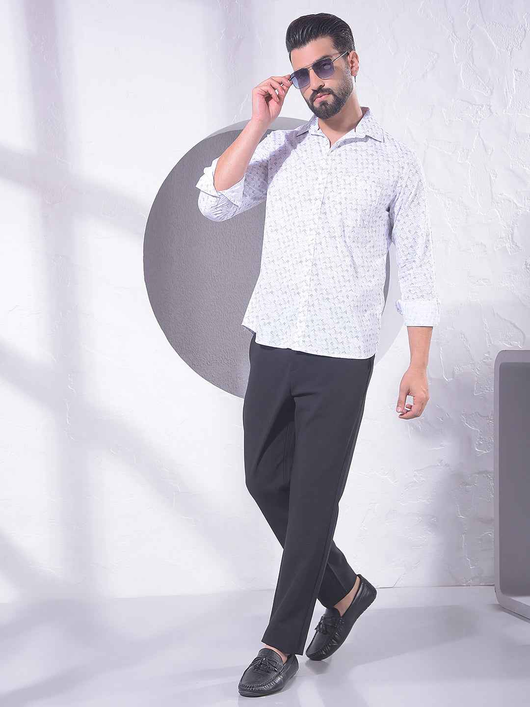 Grey Geometric Print Shirt