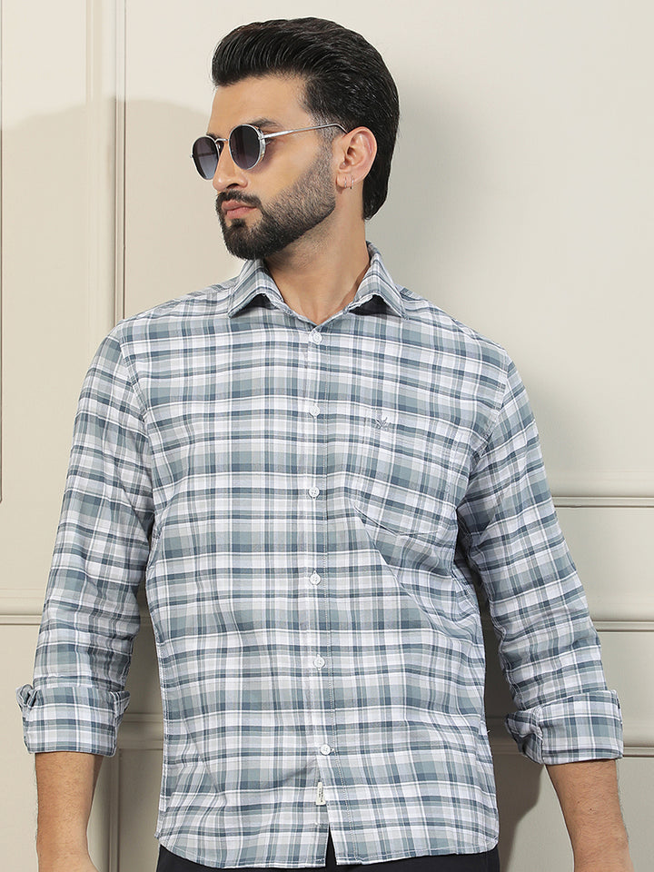 Grey Checked 100% Cotton Shirt