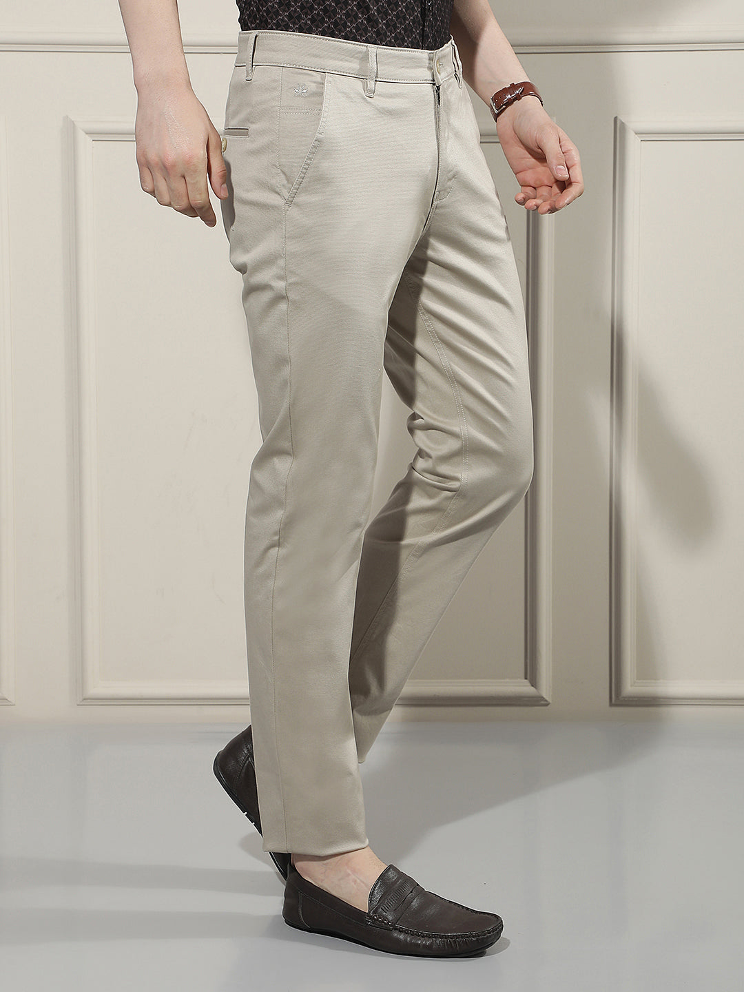 Classic Beige Dobby Trousers