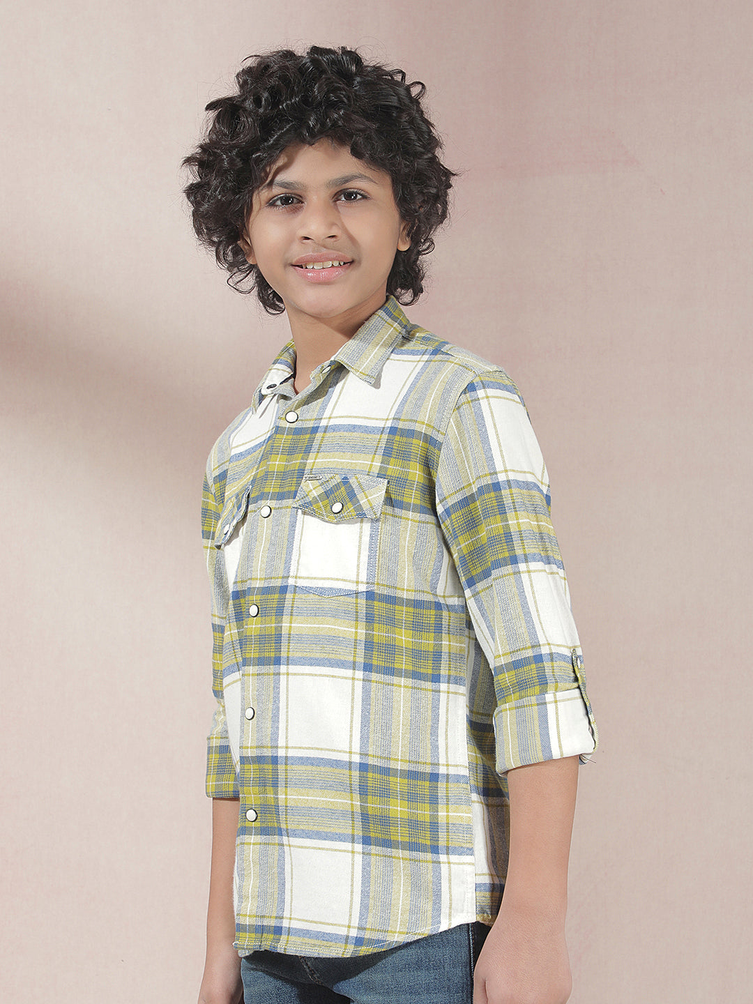 Yellow Checked 100% Cotton Shirt