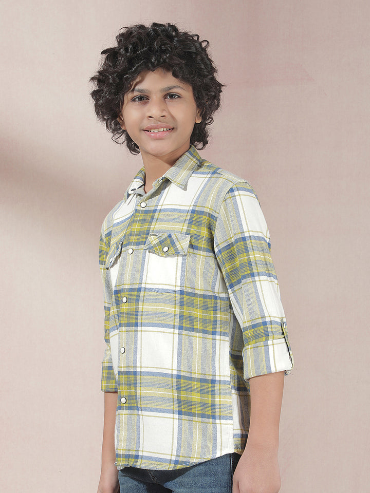 Yellow Checked 100% Cotton Shirt