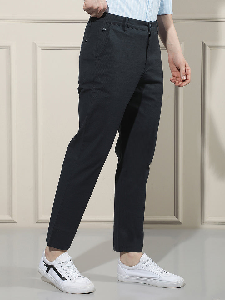 Navy Blue Vertical Stripes Trousers