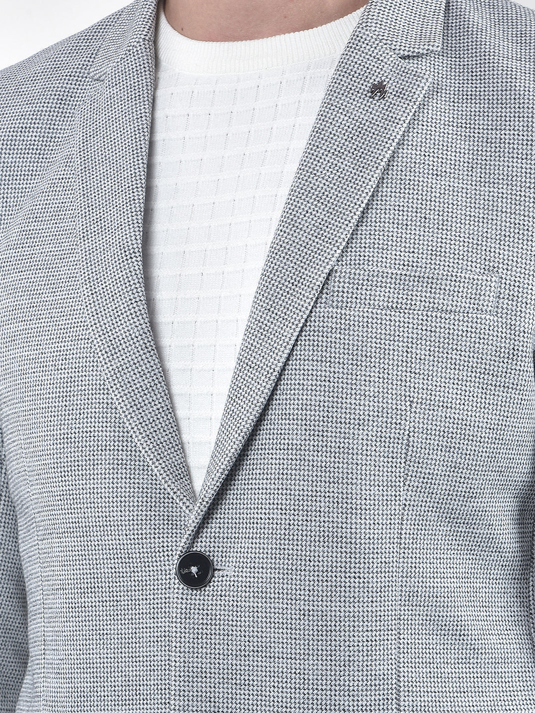 Grey Notched Lapel Modal Single-Breasted Blazer