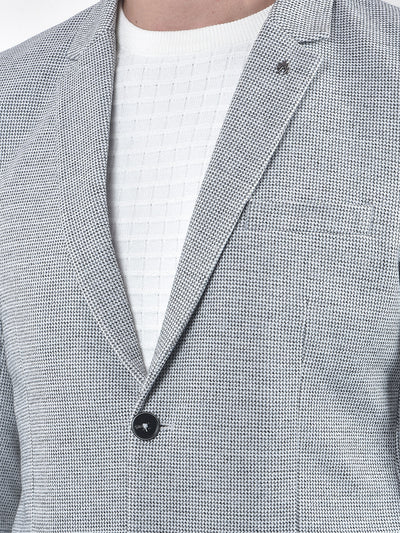 Grey Notched Lapel Modal Single-Breasted Blazer