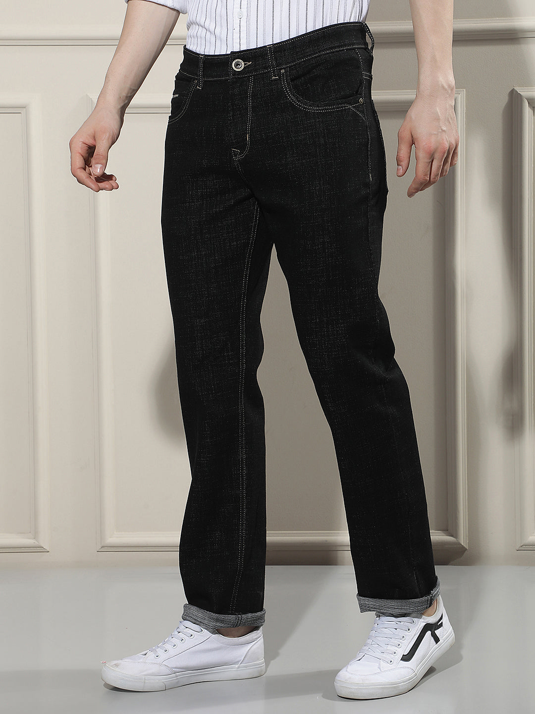 Refined Raven Black Straight Jeans