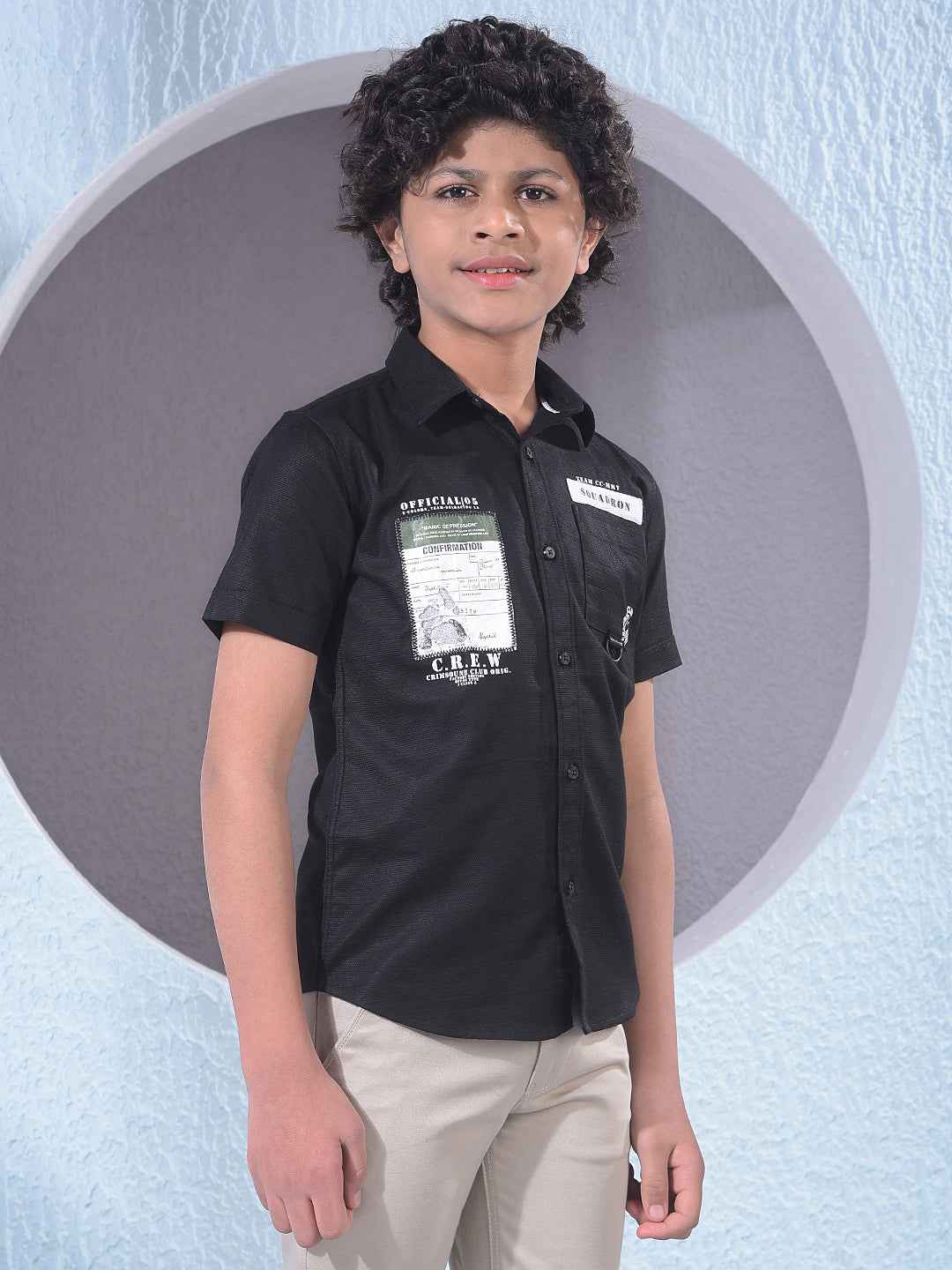 Black Typographic Print Shirt