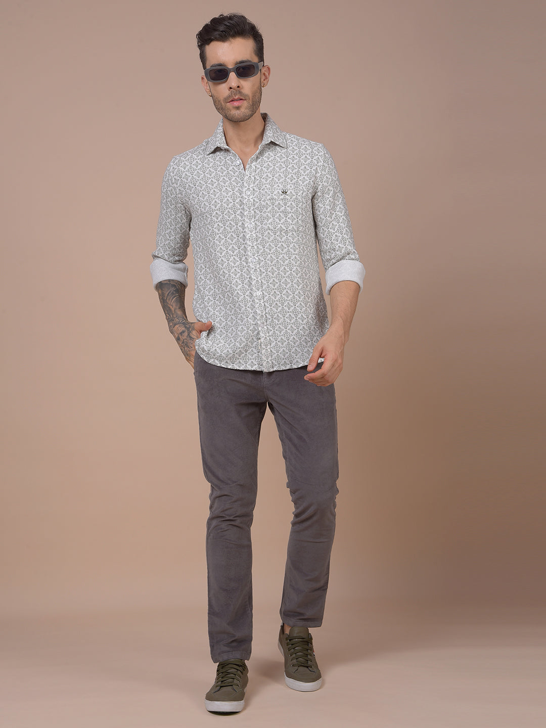 White Printed 100% Cotton Shirt