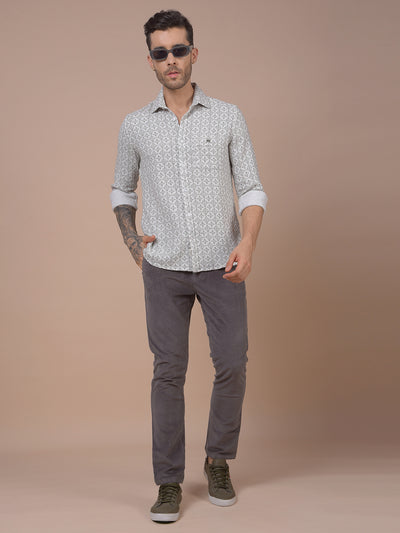 White Printed 100% Cotton Shirt