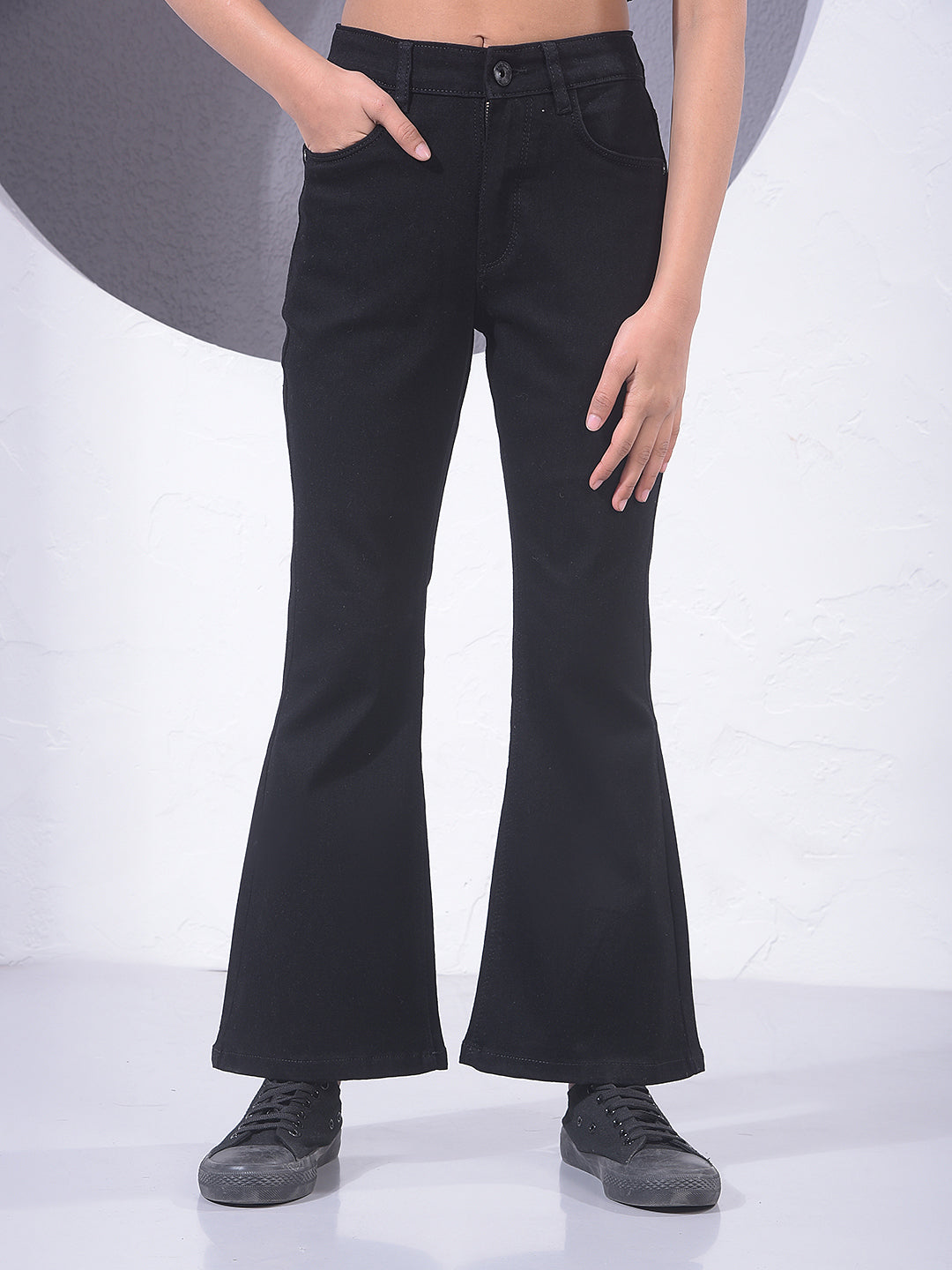 Jet Black Flared Bootcut Jeans