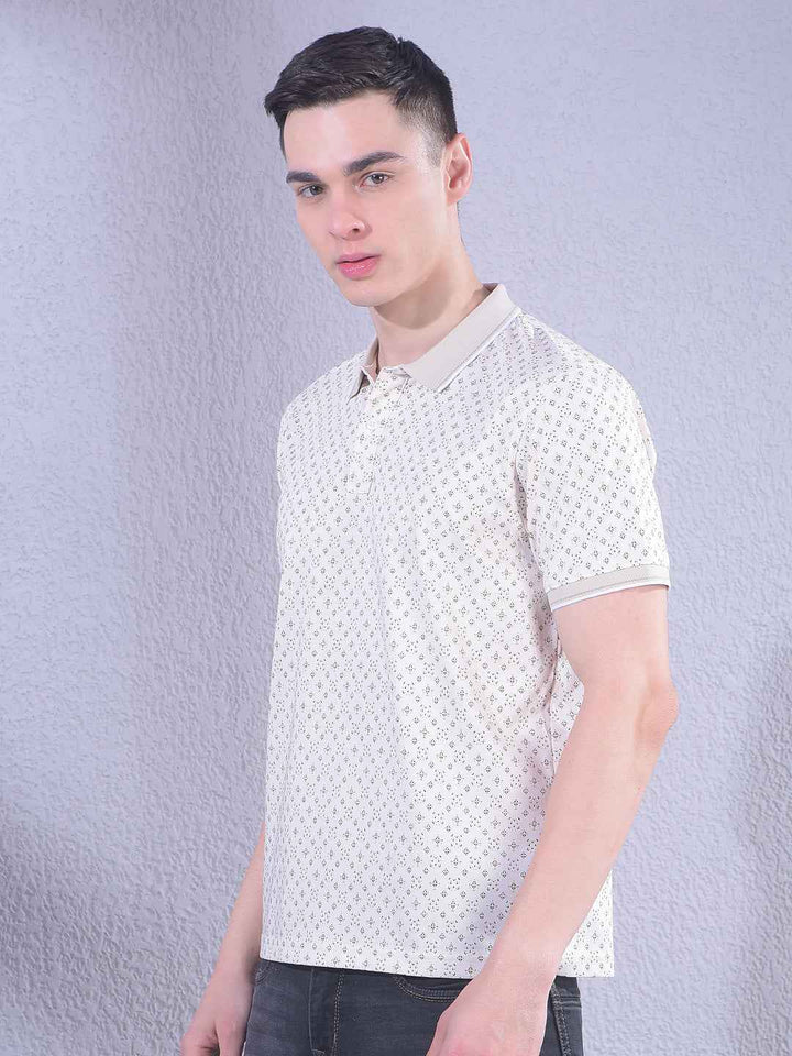 Beige Printed T-Shirt