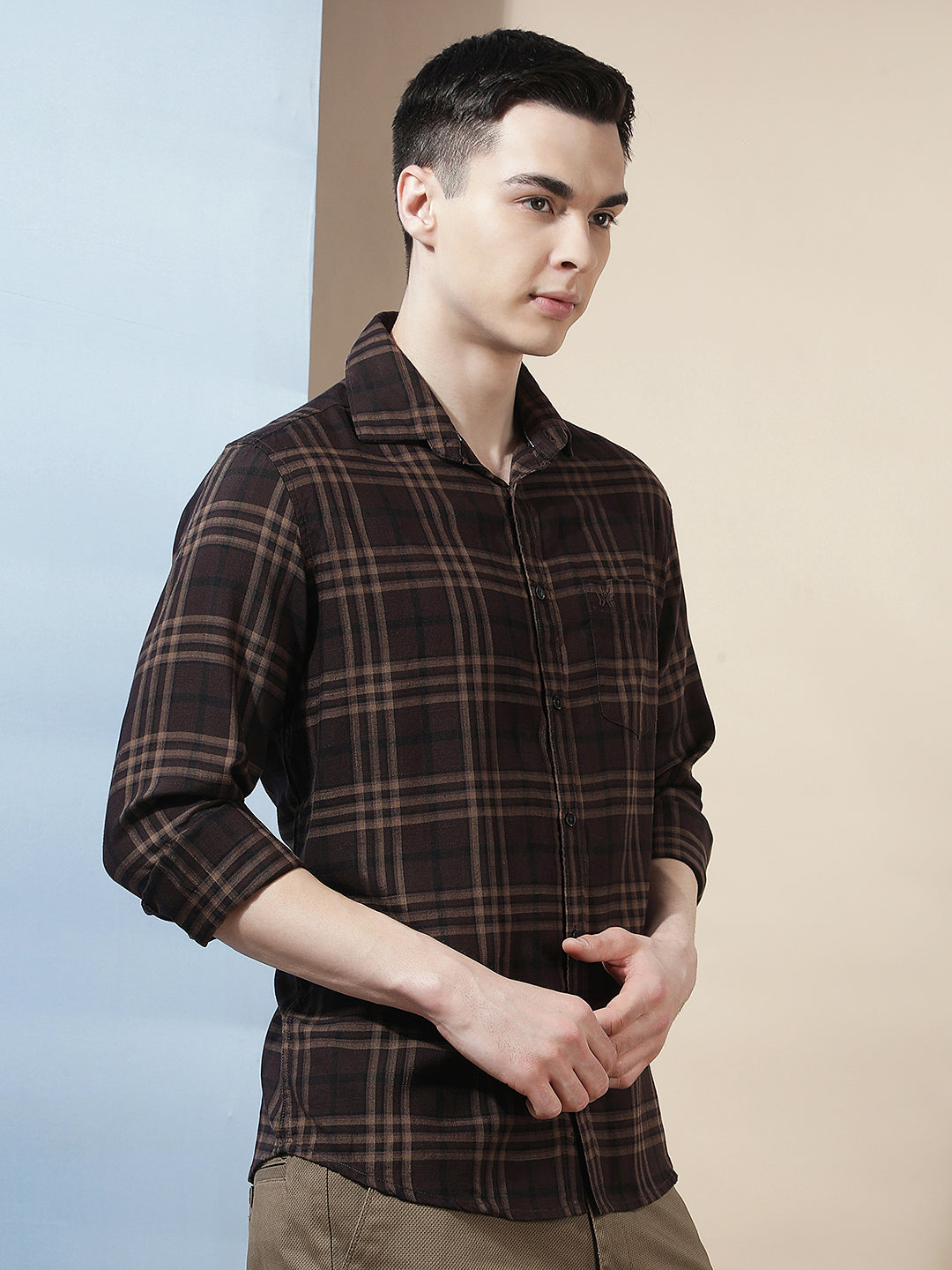 Essential Warm Brown Checked Shirt