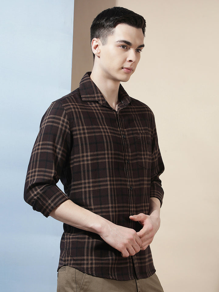 Essential Warm Brown Checked Shirt