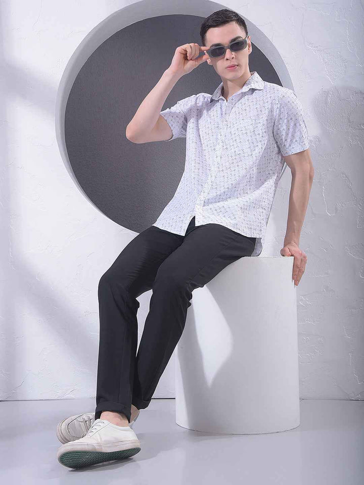 Grey Modern Print Shirt