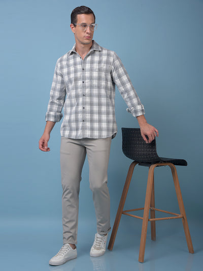 White Checked Corduroy Shirt
