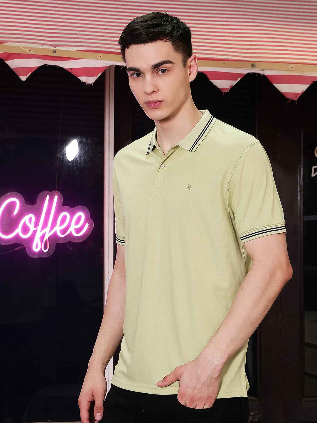 Yellow Polo Neck T-Shirt