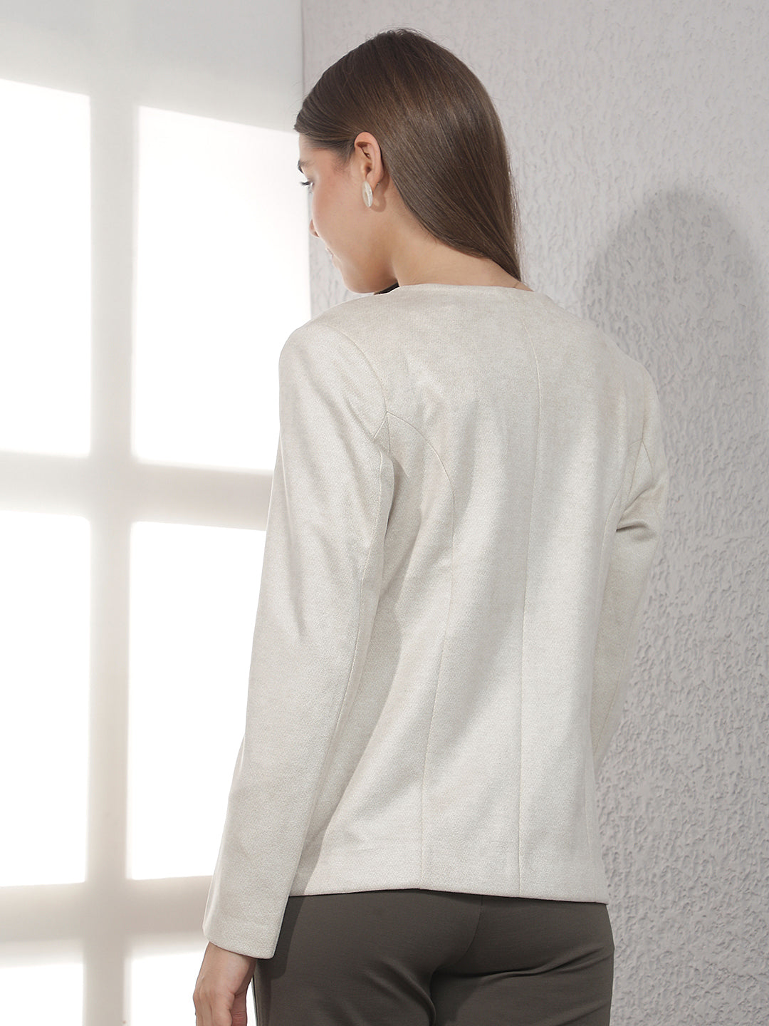 Off White V-Neck Coat