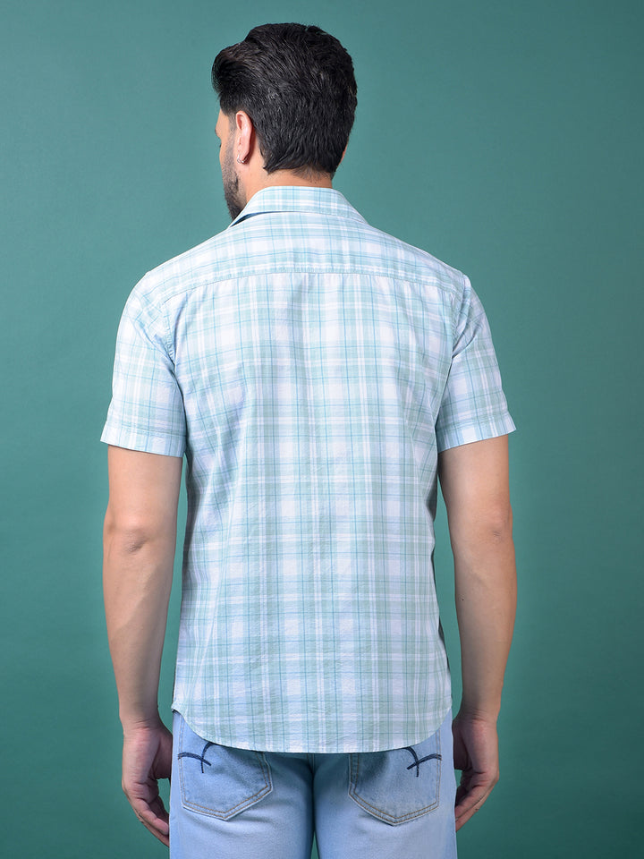 Blue Checked 100% Cotton Shirt-Men Shirts-Crimsoune Club