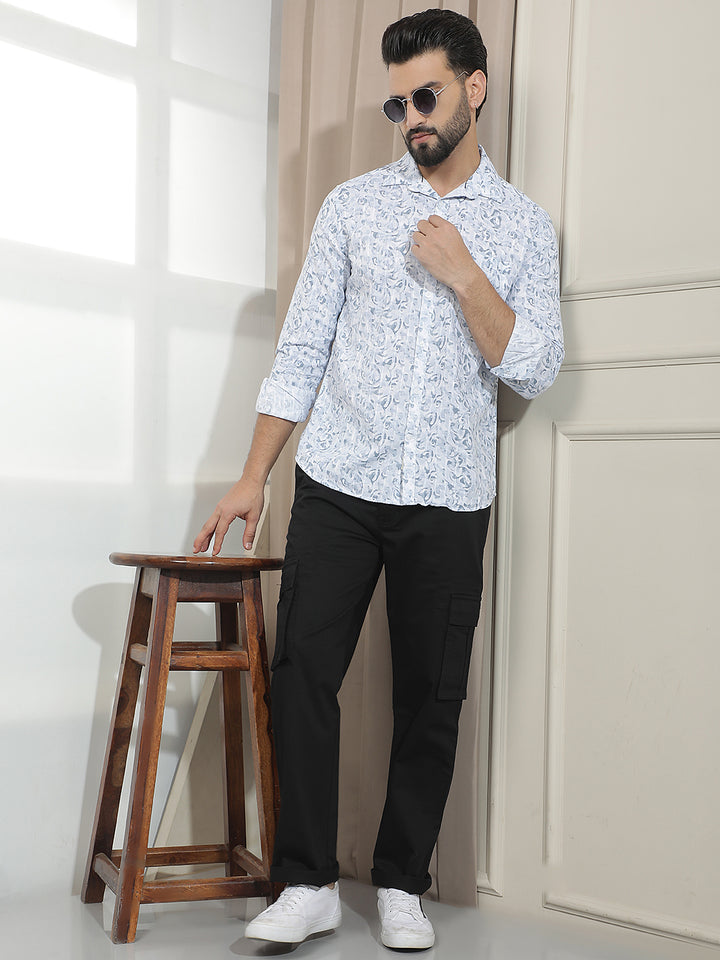 Blue Abstract Print Shirt
