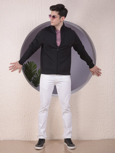 Solid Zip High Neck Jacket