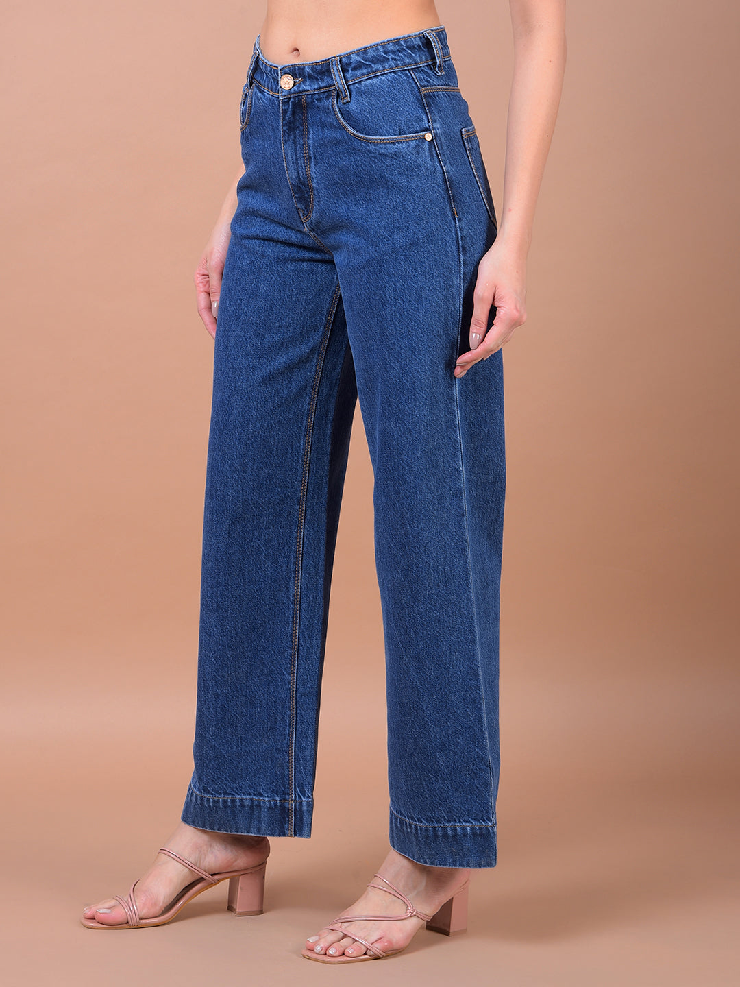 Blue Wide Leg 100% Cotton Jeans