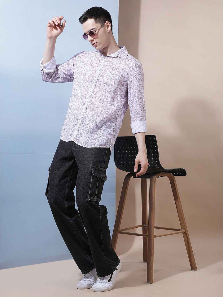 Pink Printed Linen Shirt