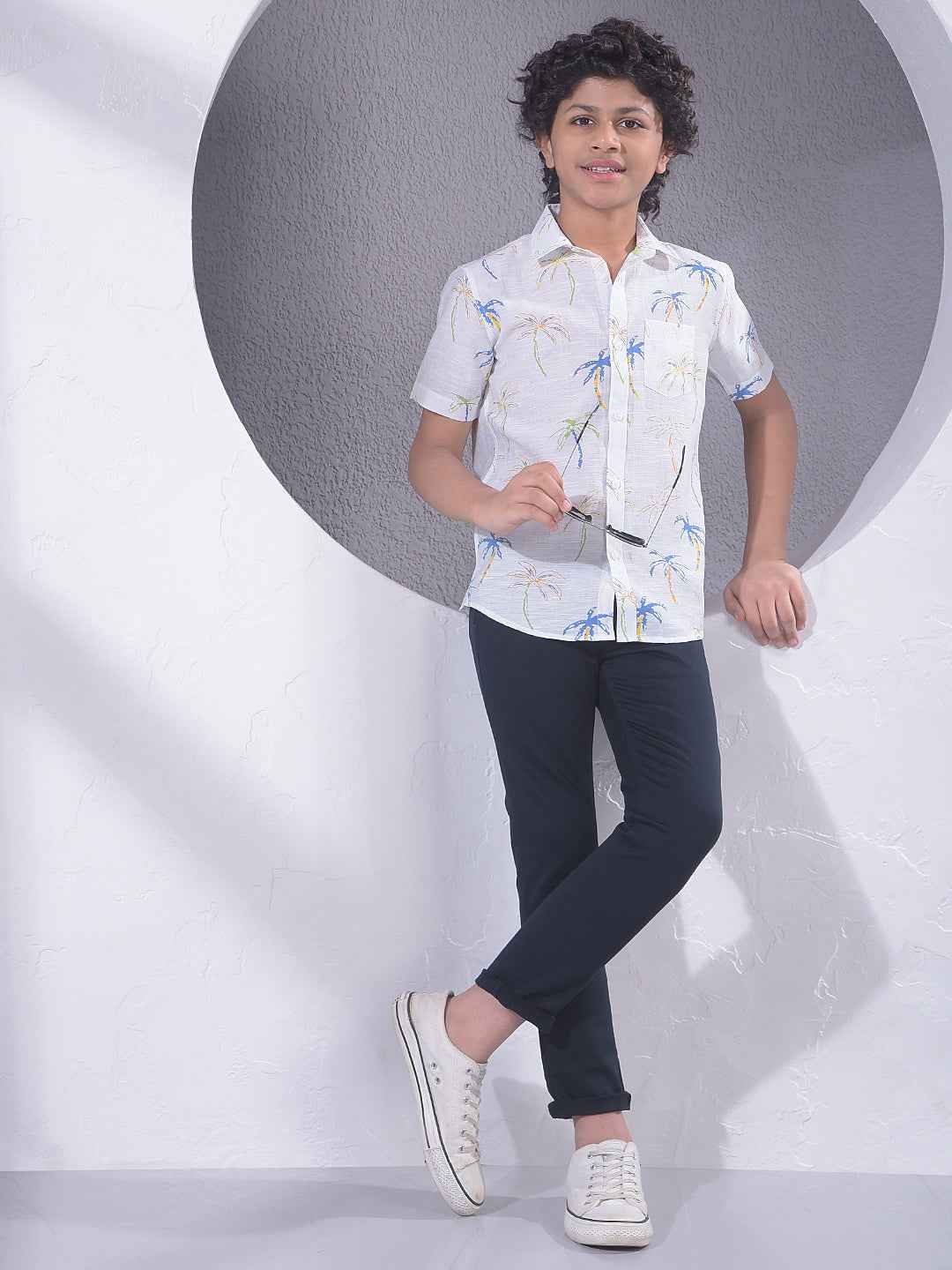 White Floral Print Shirt