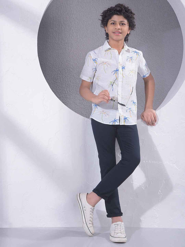 White Floral Print Shirt