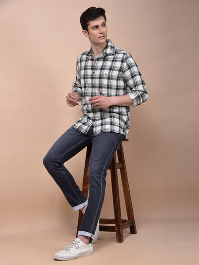 Olive Checked 100% Cotton Shirt