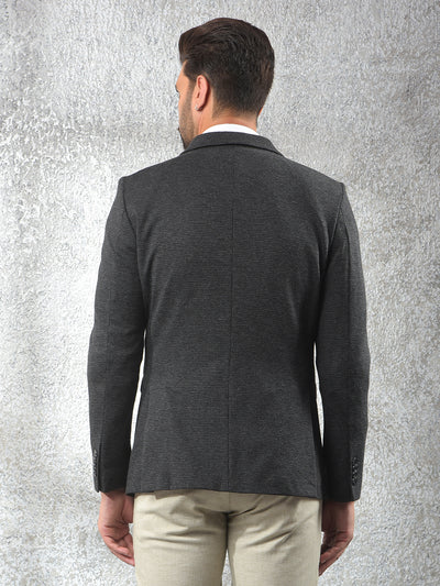 Grey Notched Lapel Single-Breasted Blazer