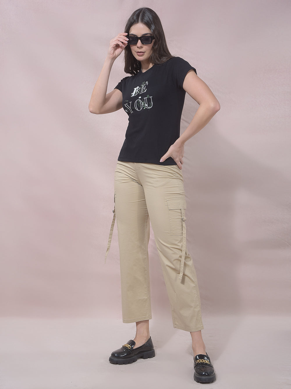 Black Typographic Print Modal T-Shirt