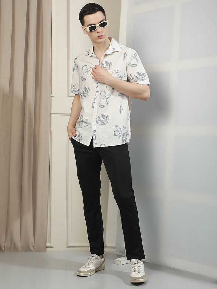 Grey Floral Printed Shirt