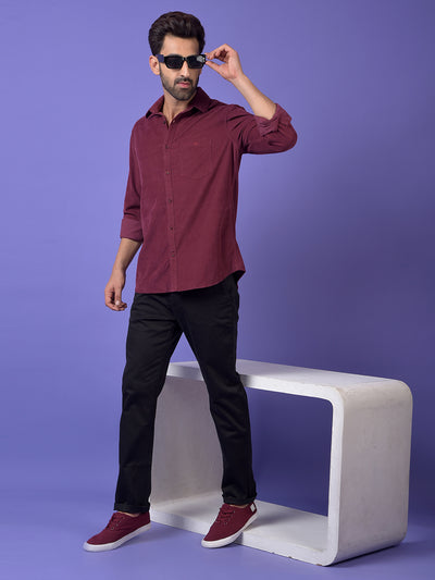Wine 100% Cotton Corduroy Shirt