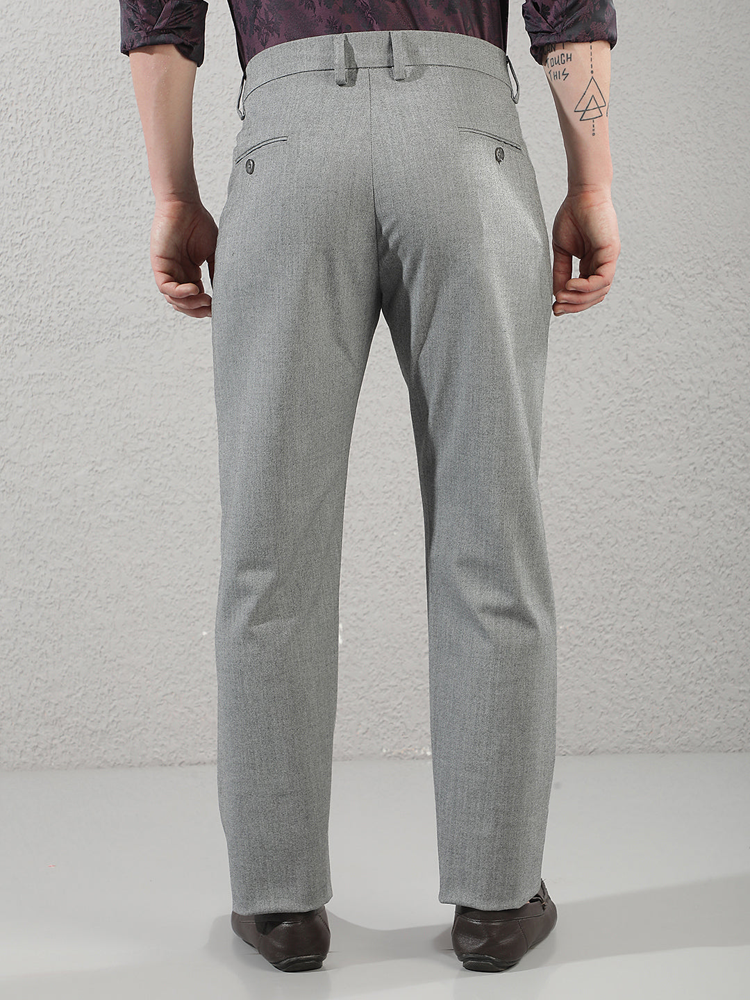 Grey Vertical Striped Trousers
