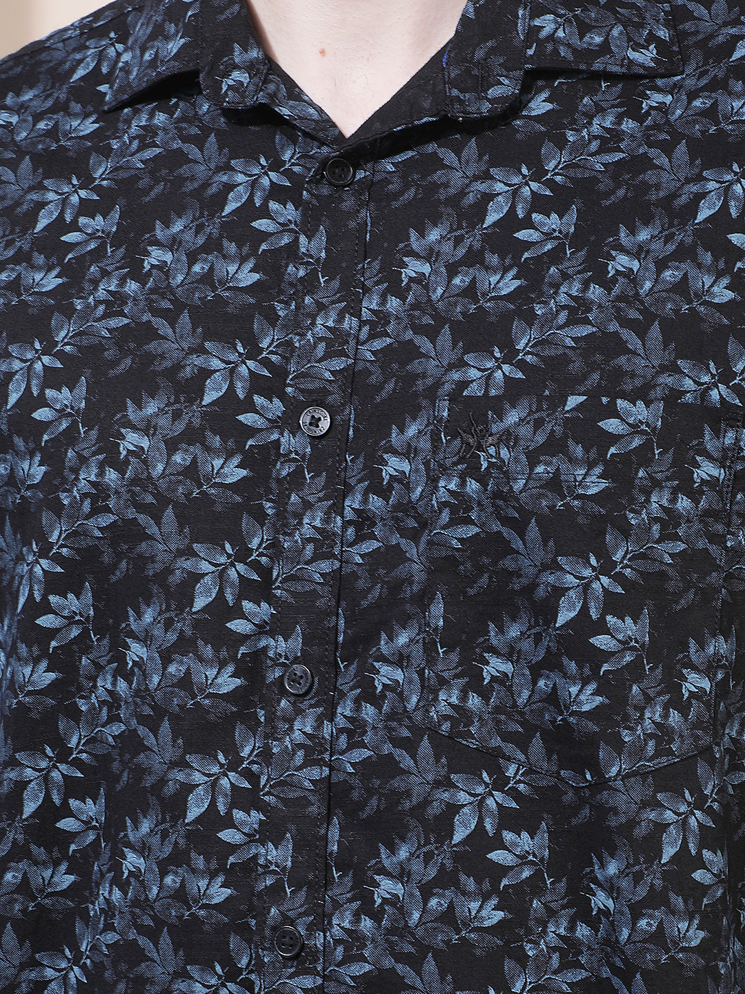 Navy Blue Floral Print Shirt