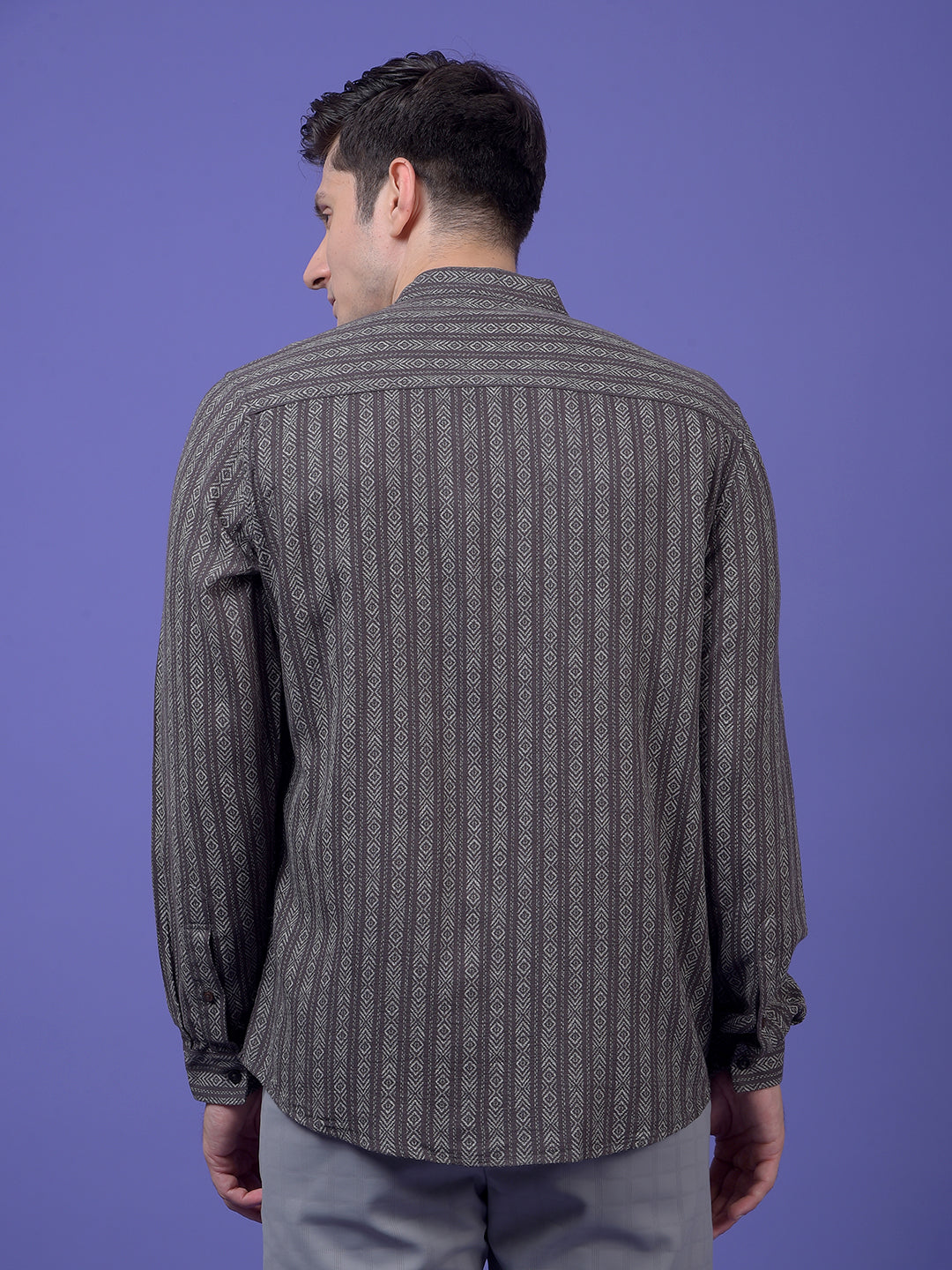 Grey Vertical Stripes Shirt