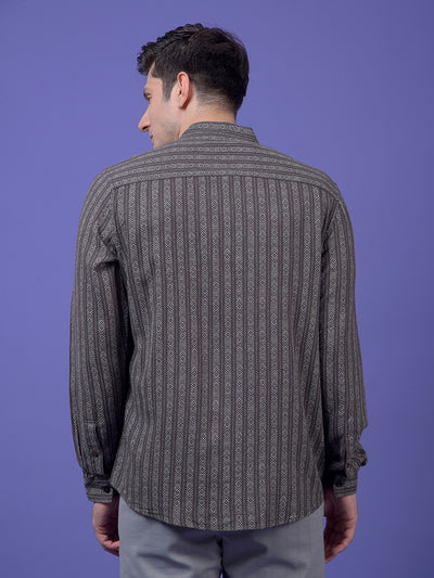 Grey Vertical Stripes Shirt