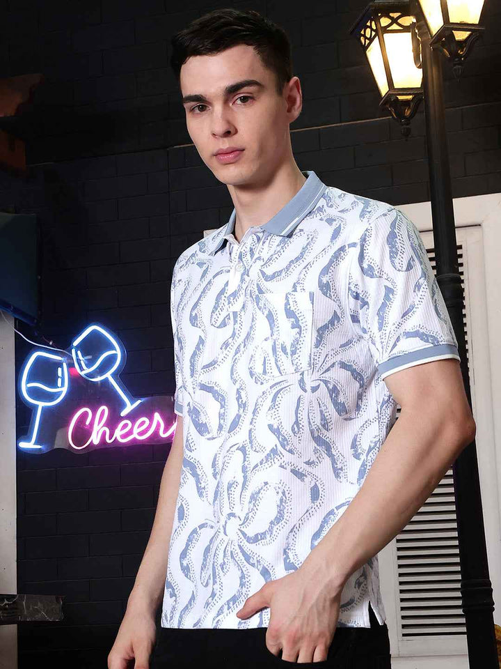 Blue Abstract Print T-Shirt