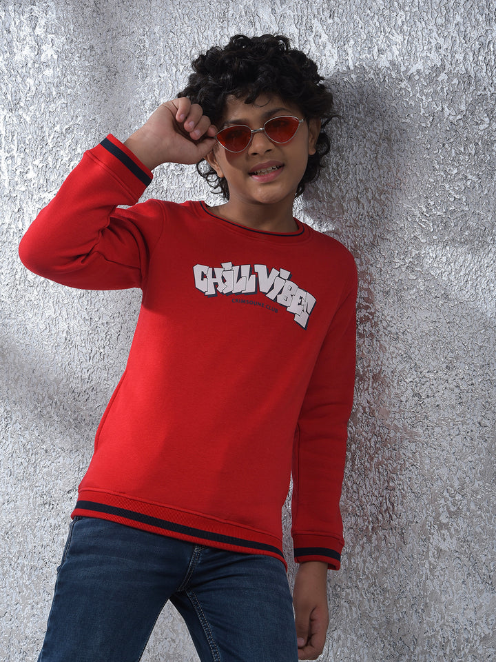 Red Graphic Print Sweatshirt